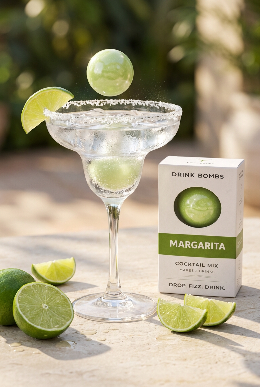 Margarita Drink Bomb dropping into a cocktail glass